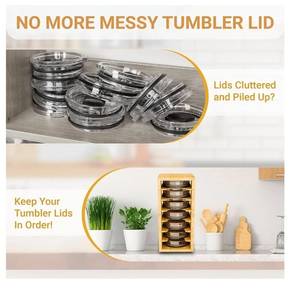 🆕 SNAPKITCH Bamboo Tumbler Lid Organizer